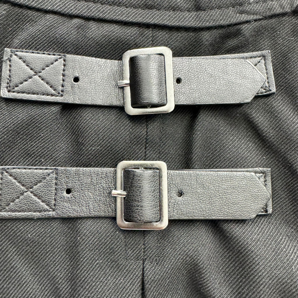 Hot Topic Mini Skirt Womens XS Black Buckle Pleated Grunge Goth Punk Rock NWOT - Picture 7 of 11